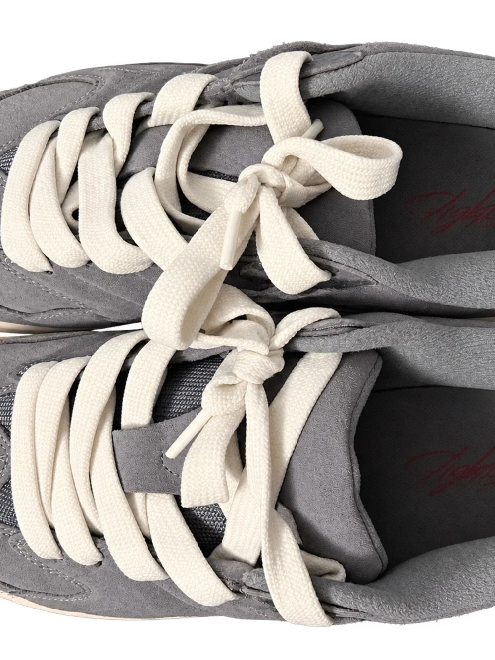 Jordan Men’s Gray Suede Athletic Sneakers with Cream Laces